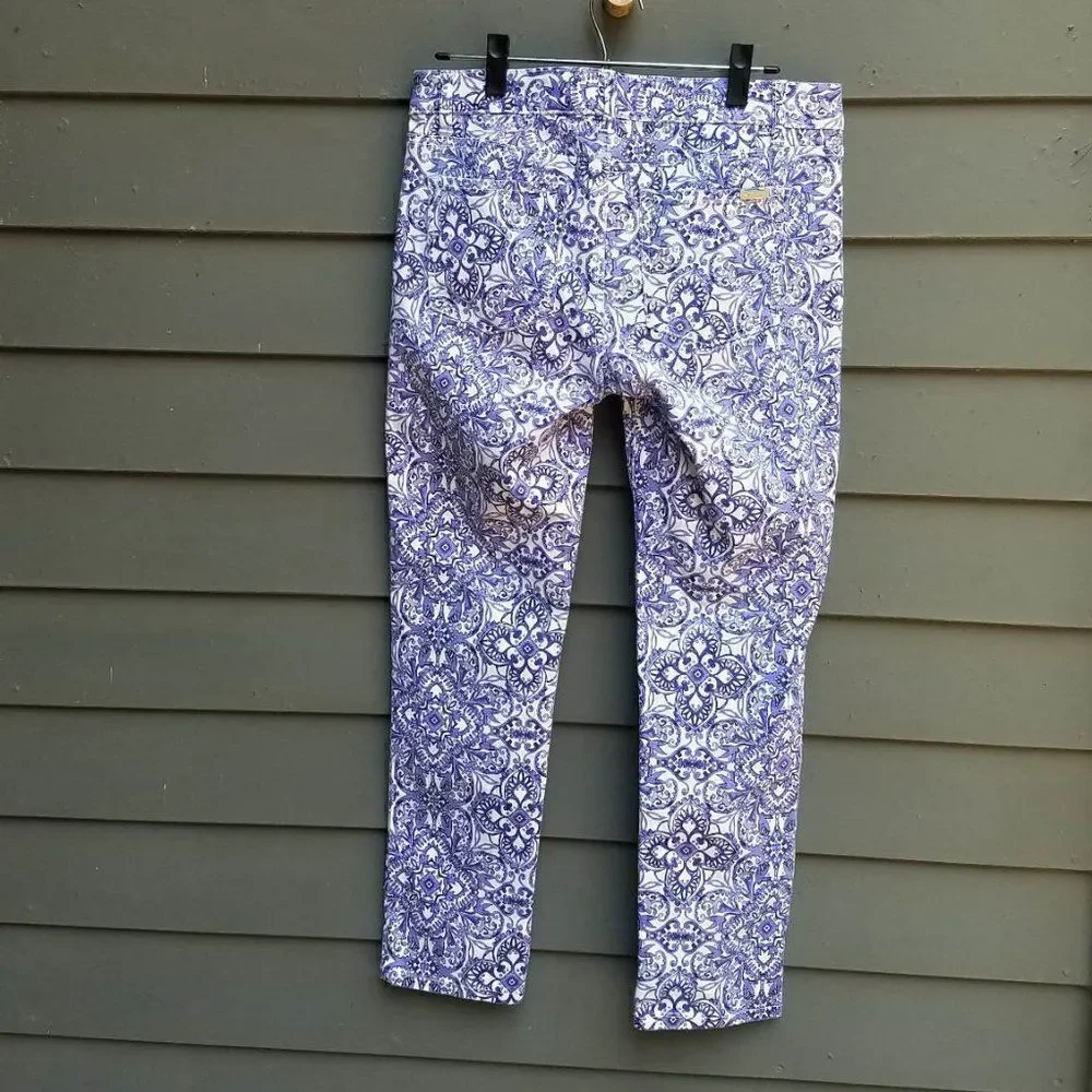 White House Black Market Blue White Slim Ankle Jeans Size 10R